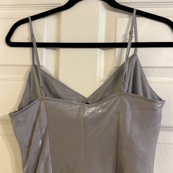 H&M Shiny Silver Spaghetti Strap Cocktail Mini Dress - Picture 6 of 8